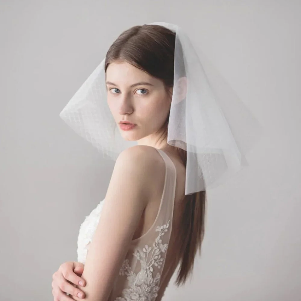 Wedding veil white bridal shoulder short length elegant unique beautiful new
